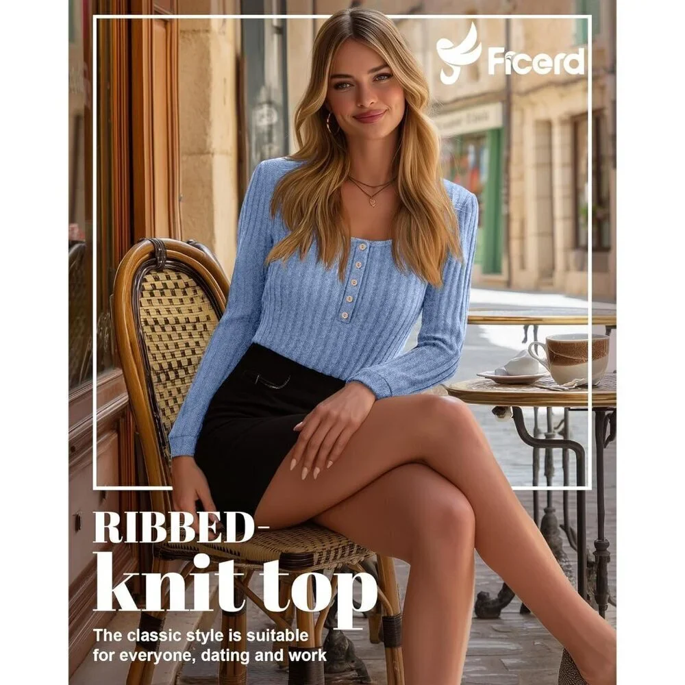 Women's Lightweight Sweaters Long Sleeve Knit Tops Casual Tunics 2 Pcs